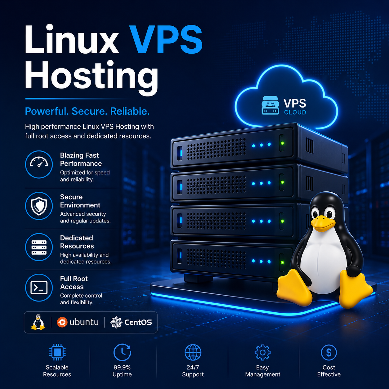 Linux VPS hosting with cloud server infrastructure