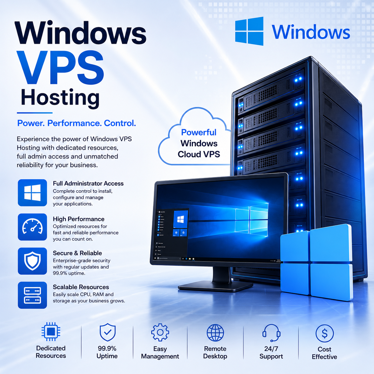 Windows VPS hosting with cloud server infrastructure